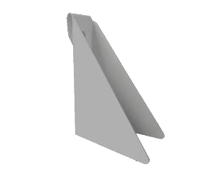 A white paper folding device on top of green background.