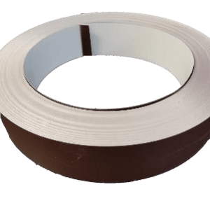 A roll of brown tape on top of a green background.