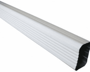 A white gutter with black trim on top of it.