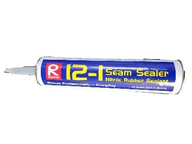 A tube of sealant is shown on the side of a car.