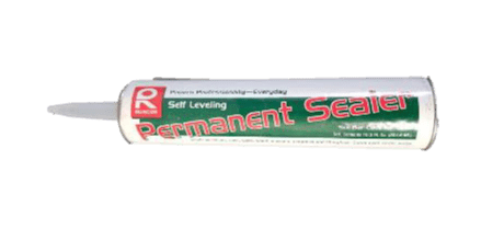 A tube of permanent seal is sitting on the ground.
