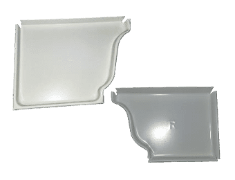 Two white plastic molds are shown side by side.